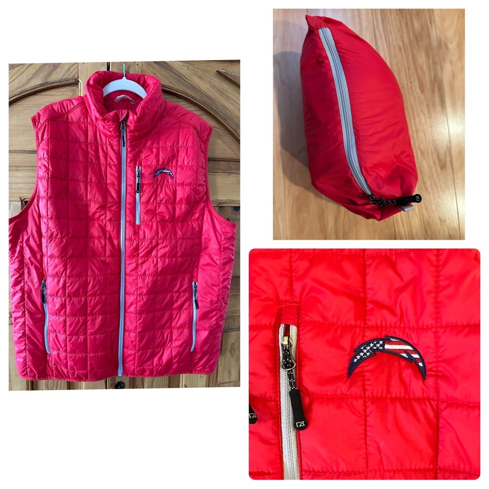 Los Angeles Chargers Americana Cutter & Buck Full Zip Puffer Vest size XL